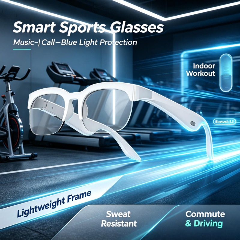 Smart Glasses Lens - Kacamata Pintar Konduksi Tulang Headset Nirkabel